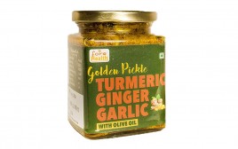 Fore Health Golden Pickle Turmeric Ginger Garlic With Olive Oil  Glass Jar  250 grams
